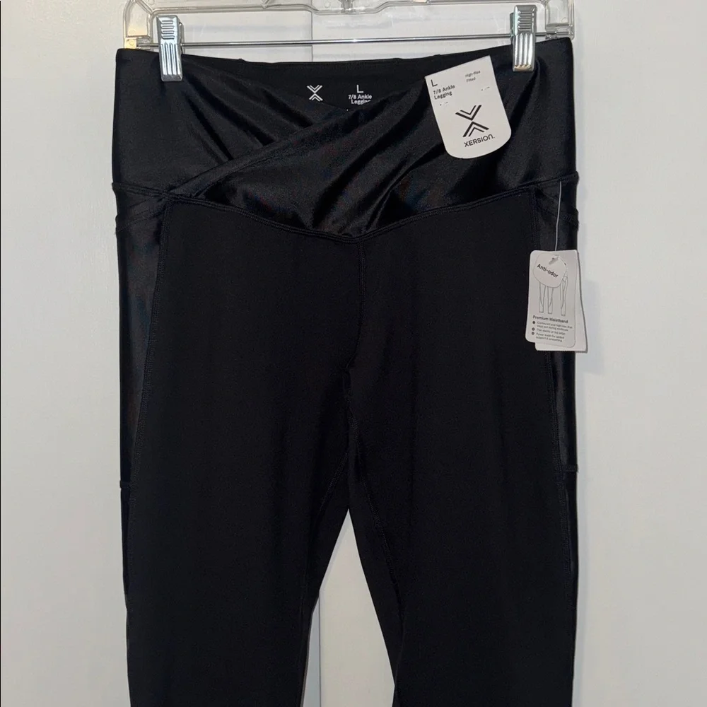 Xersion Move Legging High Rise 7/8 Ankle Leggings w Side Pockets Women’s L Large